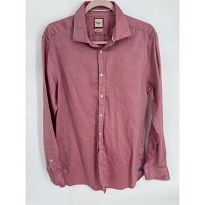Camicissima Trendy Mens Red White Micro Pattern Cotton Button Down Shirt 42 16.5